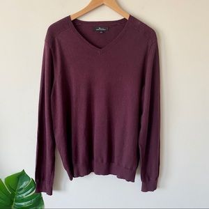 MARC ANTHONY V-Neck Sweater Cashmere Blend Mens XL Burgundy Maroon